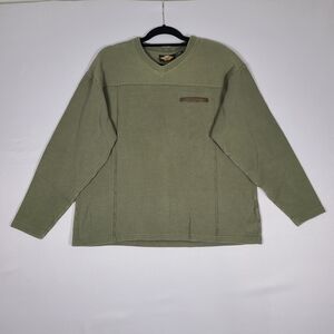 Harley Davidson Pullover Sweater Mens Size Large Green Long Sleeve 100% Cotton